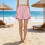 Breathable Casual Plaids Shorts Polyester And Elastic-Pink S 7