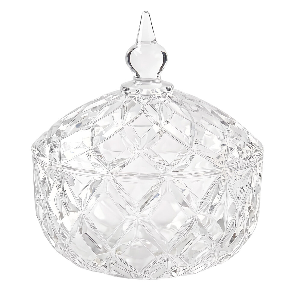 Decorative Glass Snacks Jar Covered Candy Bowl With Lid For-A 7696001787120