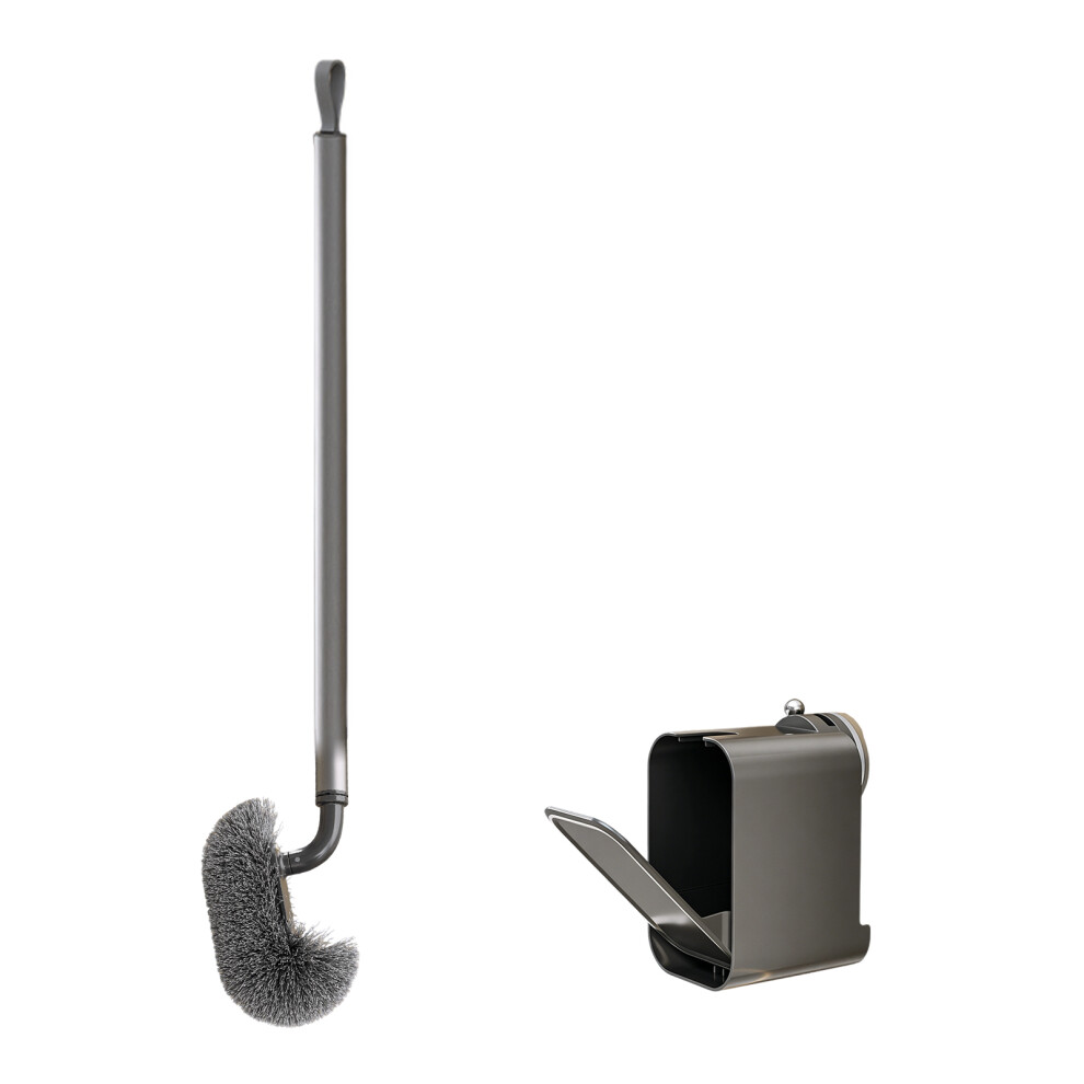 Space Saving Toilet Brush Set with Convenient Wall Mount-gray