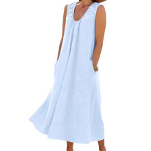 Womens U Neck Sleeveless Dress Pullover Color-Sky Blue XL