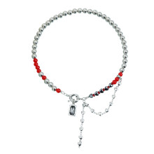 Trendy Sweet And Cool Heart Charm Fringe Beaded Chain Necklace