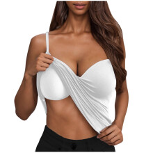 Women's camisole, built-in bra, top, women's-White L