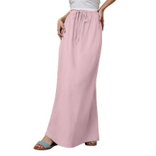 Women's color drawstring elastic waist multi-color-Pink XL