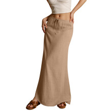 Women's color drawstring elastic waist multi-color-dark khaki L