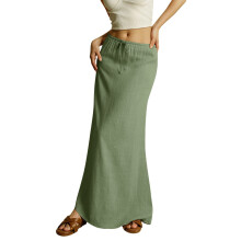 Women's color drawstring elastic waist- light armygreen M
