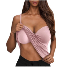 Women's camisole, built-in bra, top, women's camisole,-Pink M