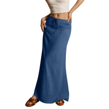 Women's color drawstring elastic waist multi-color-dark blue M