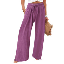 Women's cotton and linen leggings, high-waisted,-Fuchsia XXL