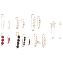 15 St Sweater Clips Heavy Duty SäKerhetsnåLar Faux Vit Pearl Brosch Pin KläNning Clip Hat Sjal Pin Strass Emalj Pins