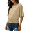 Women Spring Neck Short Sleeve Bottom T Shirts Basic-Khaki M 1