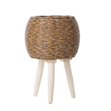 Decorative Indoor Plastic Wicker Planter-513B coffee color