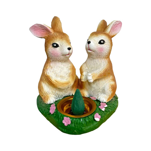 Resin Rabbit Sculpture Scented Incenses Holder Easter-2