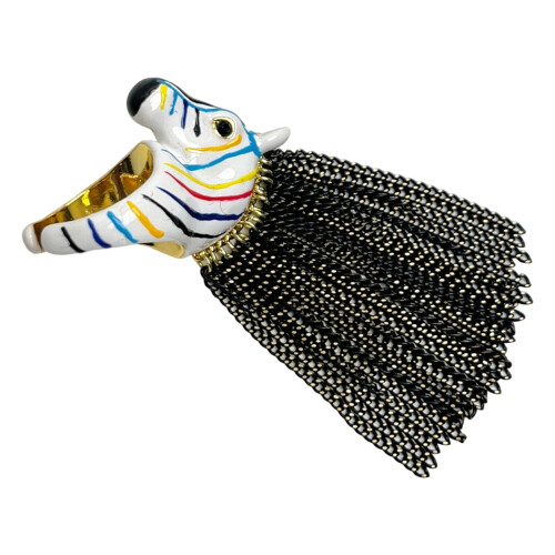 Zebras Inspired Adjustable Rings With Elegant Tassels-Multi