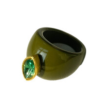 Elegant Resin Statement Rings With Geometric Zircon-Green