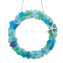 Coastal Sea Glass Large Wreath with Starfishes Beach Theme-M