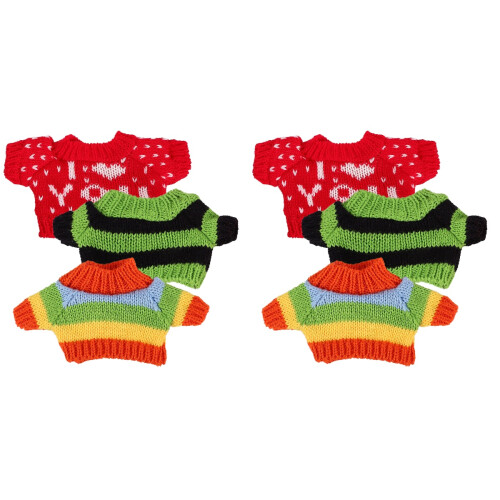 6Pcs Reusable Doll Sweaters Cute Bear Doll Dress-Up