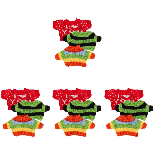 12Pcs Delicate Woolen Reusable Doll Clothes Bear Dress Set