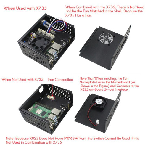 X825-C8 Case for Raspberry Pi 4B X825 2.5-Inch  Hard Disk SSD Drive Board with Cooling Fan+ Button