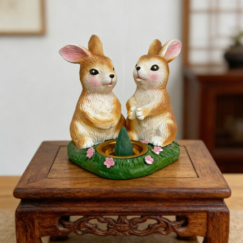 Resin Rabbit Sculpture Scented Incenses Holder Easter-2 2
