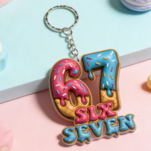 1 Set Acrylic Keychain 67 Digit Backpack Charm With Matching-1 1