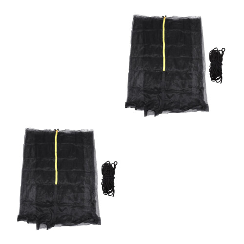 2Sets Heavy-Duty Black Trampoline Enclosure Net Weather-Resistant Mesh 2