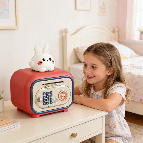 Educational Teaching Coin Box With Advanced Safety-kitten 2