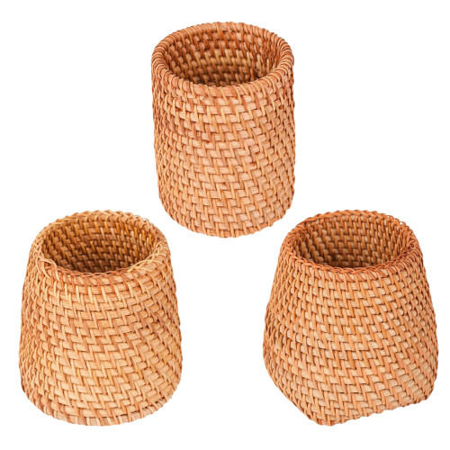 Handgeweven rotan penbeker desktop-Vierkante bodempen ho 1