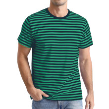 Gestreiftes Herren-Kurzarmshirt im Matrosenstil mit-Armeegrün L