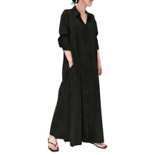 Comfortable Polyester Hijab Friendly Long Robe Long-Black L