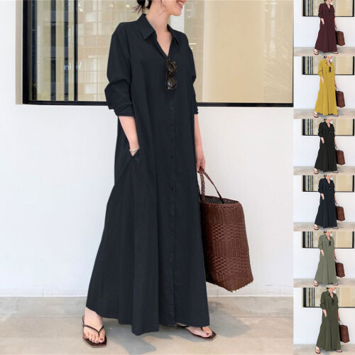 Comfortable Polyester Hijab Friendly Long Robe Long-Black L 2
