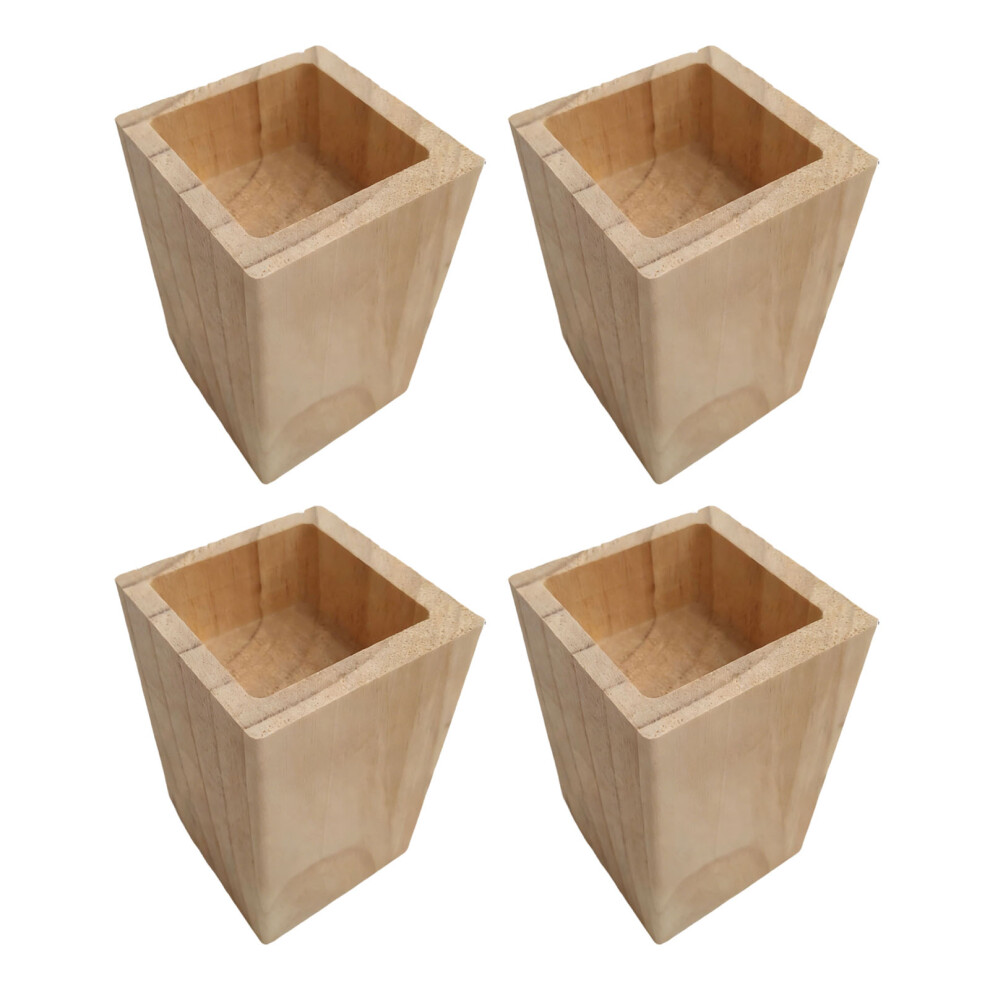 4Pcs Hardwood Furniture Elevators Easy No-10Cm Square Slot 6 6 7696001967805