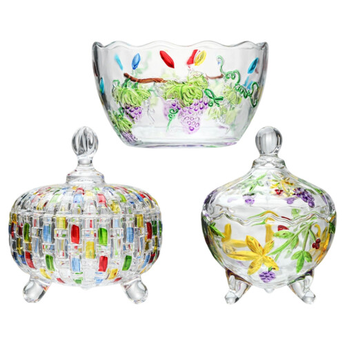 Elegant Hand Painted Glass Container Ideal For Nut-Covered bowl 1