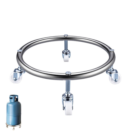 Movable Gas Cylinder Base Round Gas Cylinder Holder-Silver