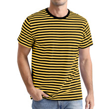 Men's short-sleeved striped sailor-style crew neck-Yellow XXL