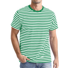 Men's short-sleeved striped sailor-style crew neck-Green L