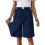 Women's Stylish Polyester Skort With Pockets-dark blue L 1
