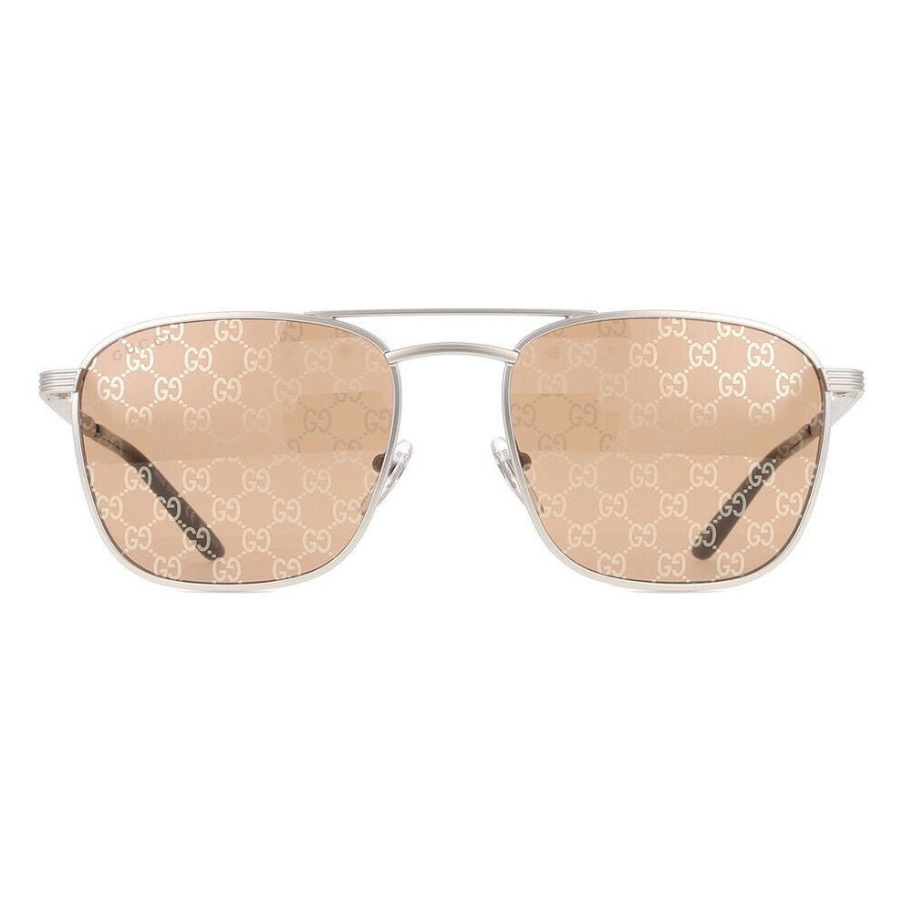 Gucci Men's Square Sunglasses - Silver/Brown - Image 2