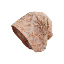 Klassische Mütze ohne Krempe mit gehäkeltem Blumenmuster,-Rosa