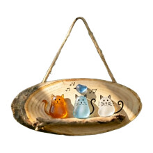 Colorful Sea Glass Cats Wall Decors Wooden Plaque Decorative-1