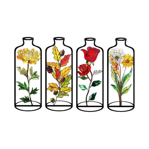 4Pcs Elegant Acrylic Geometric Flower Vases As Artistic Table-3