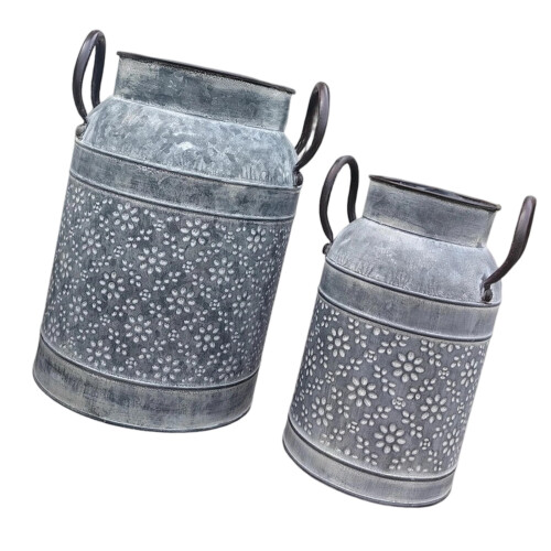 Pitcher Vases Metal Rustics Vases for-Washed silver size