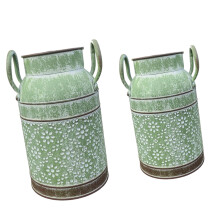 Retro Metal Pitcher Vases,Farmhouse Rustics-Washed green siz