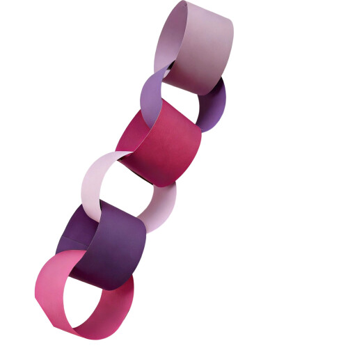 Bright Colored Pre Assembled Paper Chains for-Purp  red