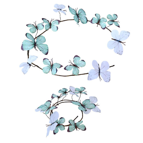 Ensemble assorti de 2 cerceaux de vigne papillon en-blanc vert