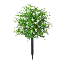 Realistic Plastic Flower Leaves Green Plant with Stakes-White