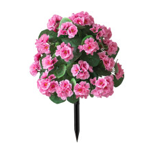 Realistic Begonia Flower Stake Outdoor Artificial Plant-Pink