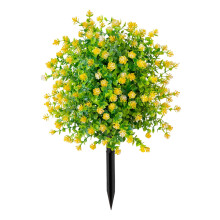 Realistic Plastic Flower Leaves Green Plant with Stakes-Yellow