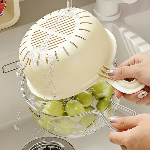 Thickened Plastic Duals Layer Salad Fruit Washing Bowl Quick-A 2