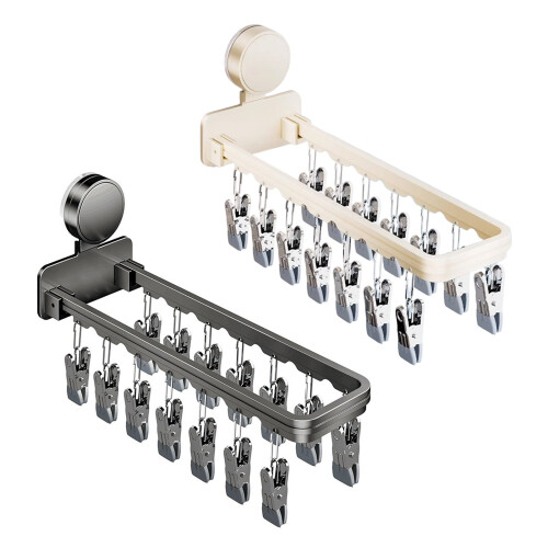 Sturdy Rustproof Sock Drying Rack With Suction Cups Holds-White 2