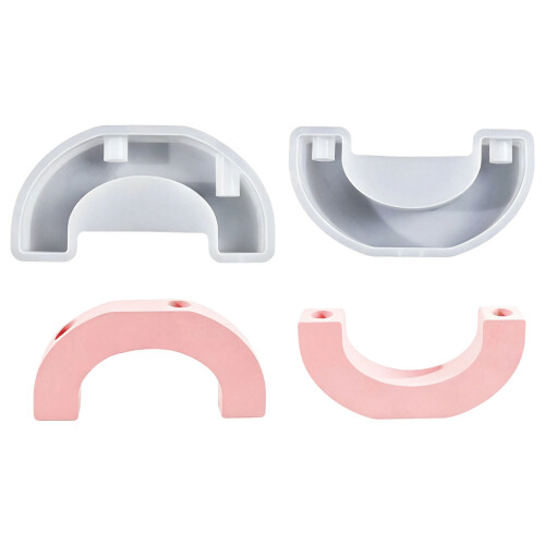 2 Hole Bridge Candle Holder Silicone Molds For Making Candle-2 1